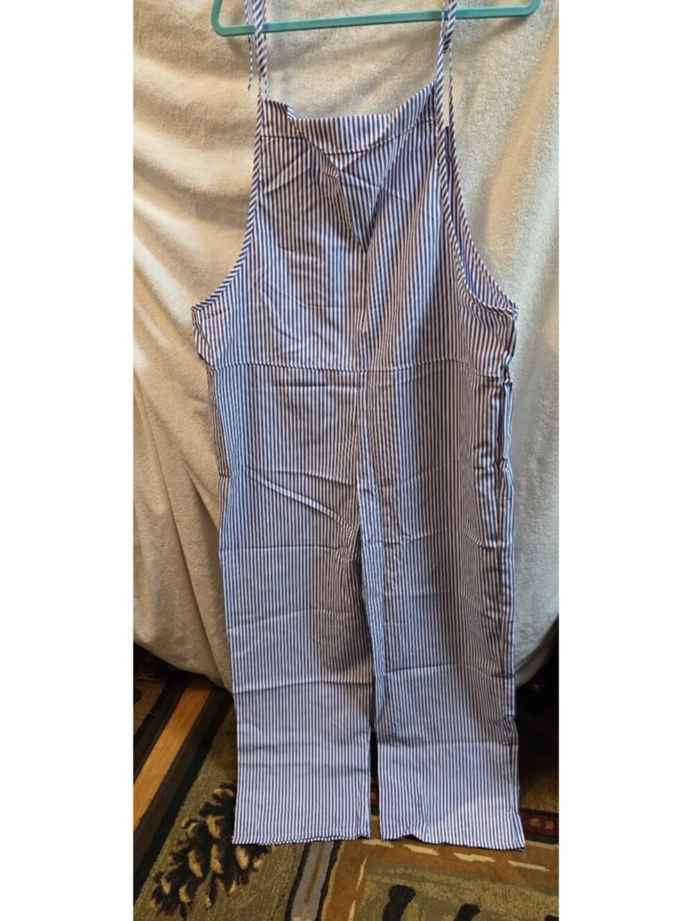 Womens 5X (18/20) Blue Striped Bib Overalls